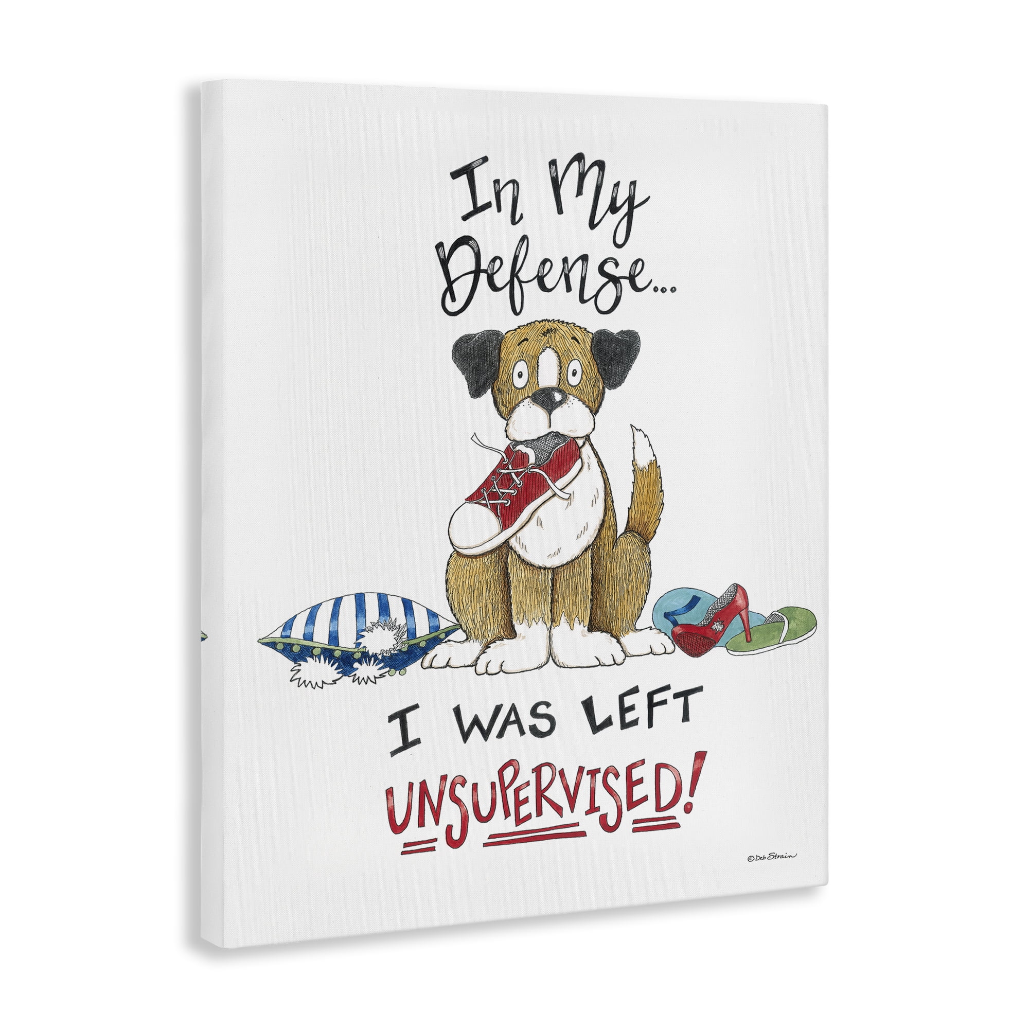 Stupell Industries Left Unsupervised Dog Animals Painting Wrapped Canvas Art Print Wall Art, 24 x 30