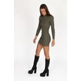 thumbnail image 4 of Olive 90's Sweater Dress - Long Sleeve Turtleneck Ribbed Knit Mini, 4 of 4