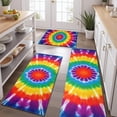 thumbnail image 2 of Rainbow Tie Dye Mandala Kitchen Rugs Sets Of 3,Kitchen Runner Rugs Non Skid Washable,Decorative Kitchen Floor Mats for Kitchen,Sink,Laundry,17"x30"+ 17"x47" + 17"x59", 2 of 6