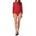 thumbnail image 2 of Camisa Leotardo INSPIRE CHIC para Mujer, Casual de Negocios, con Cuello, Botones, Manga Larga, Body Top XL Rojo, 2 of 6