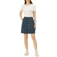 thumbnail image 2 of DARING DIVA Women's A-line Button Front Denim Short Skirt XL Dark Blue, 2 of 6