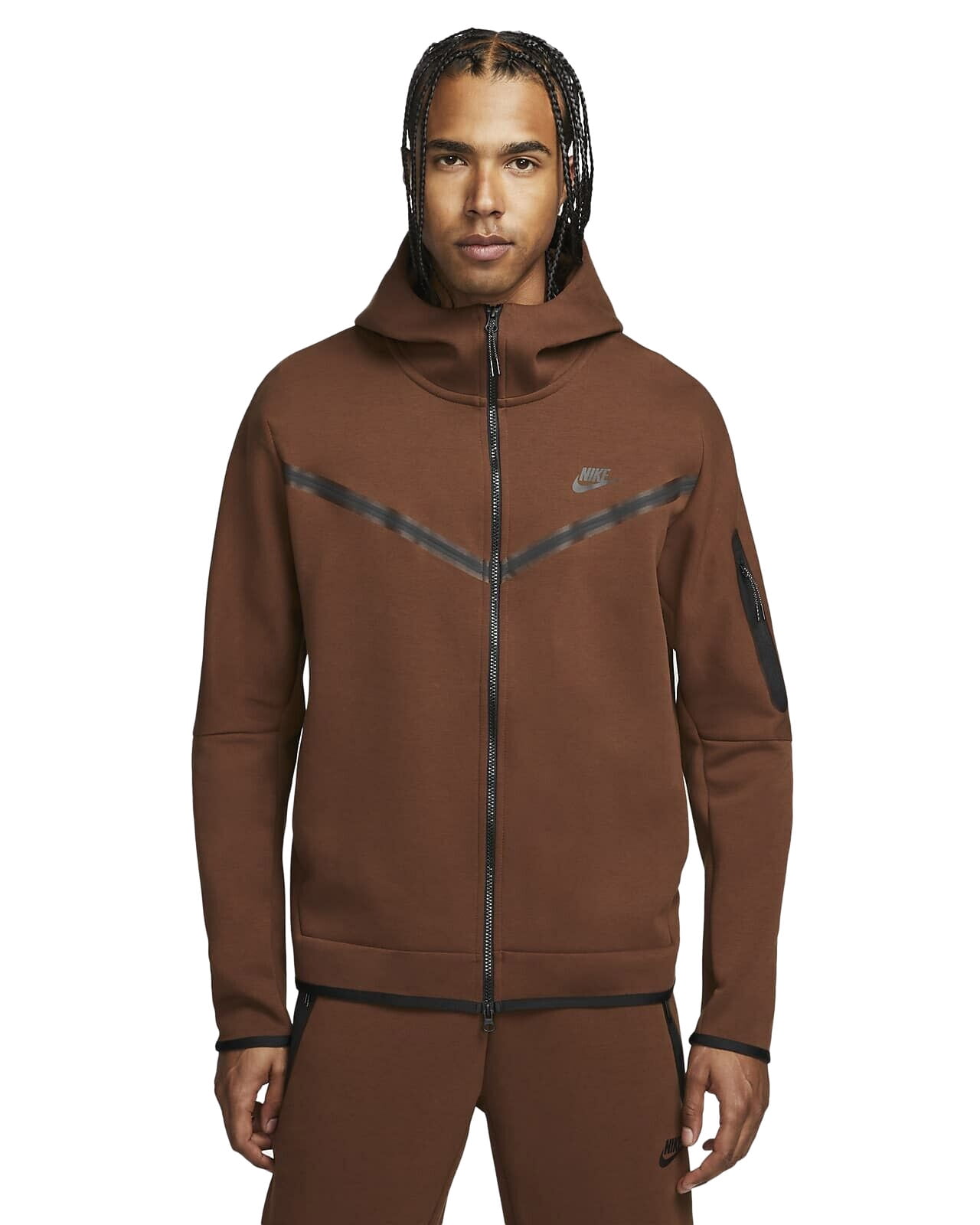 Gemakkelijk merk mechanisme Men's Nike Sportswear Cacao Wow/Black Tech Fleece Full-Zip Hoodie - XL -  Walmart.com