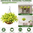 thumbnail image 2 of Artificial Hanging Flowers for Outdoors Spring Decoration,Faux Silk Chrysanthemum,Hanging Planters in inch Coconut Lining Basket for Home Outside Porch Decor(Rose Red), 2 of 5
