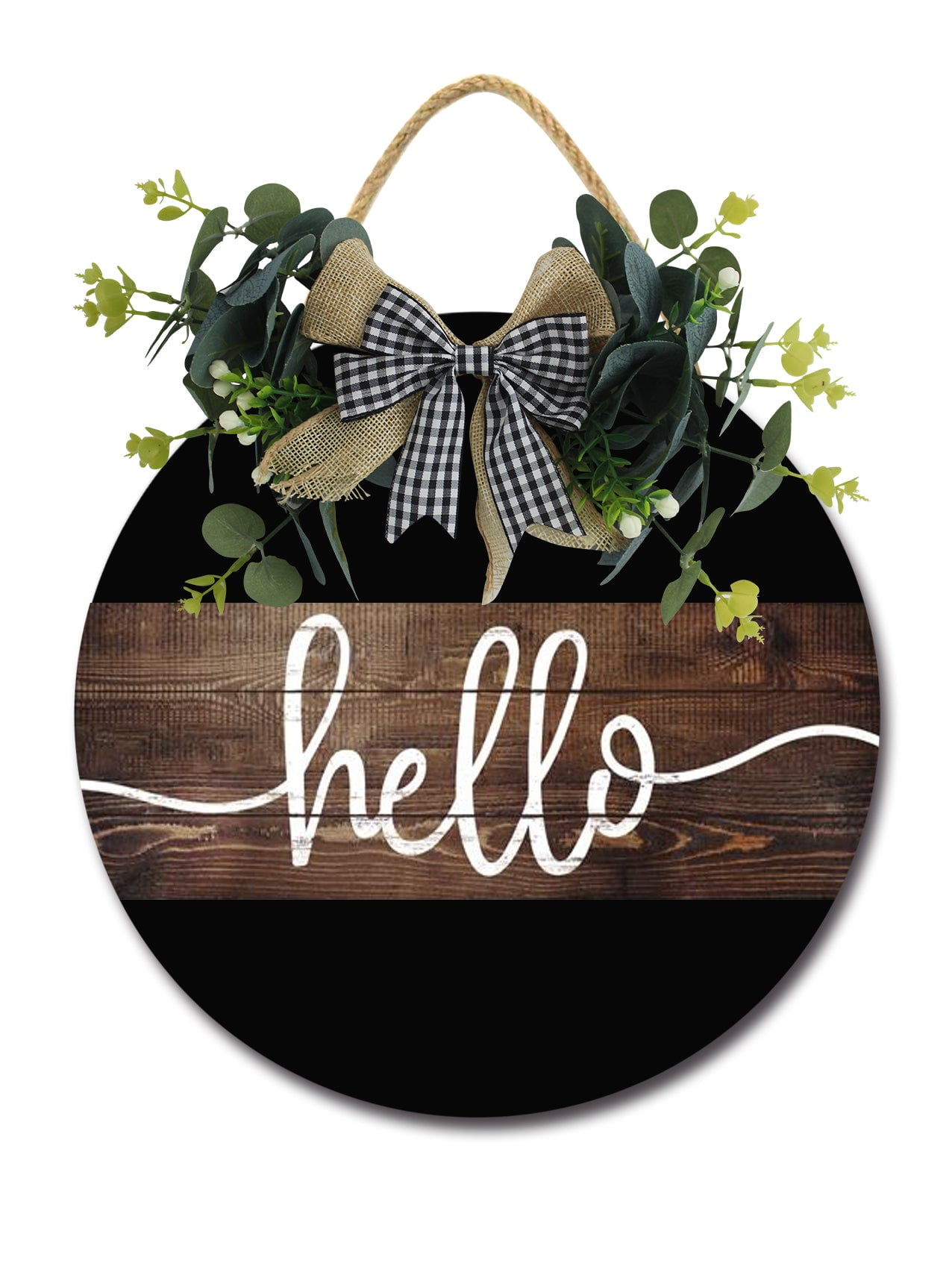 Hello Front Door Sign Funny Wreaths Hanging Wooden Plaque Decoration ...