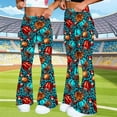 thumbnail image 6 of Womens Pants Football Print Flare Pants Casual Loose Sports Fitness Yoga Wide Leg Long Trousers, 6 of 9