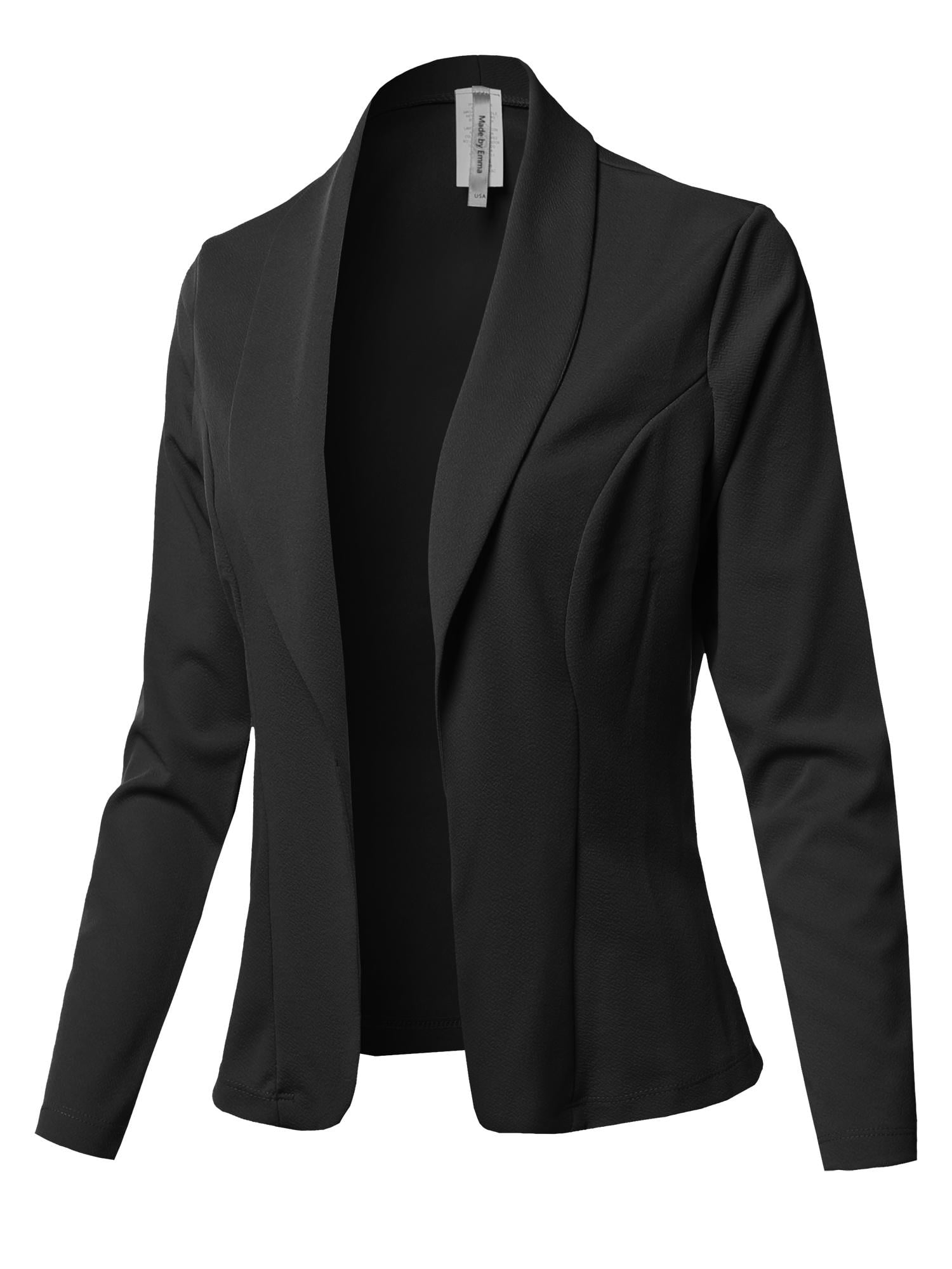 Women's Solid Long sleeve Open Front Office Blazer Jacket - Walmart.com