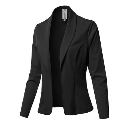 Fashion Outfit - Women's Solid Long sleeve Open Front Office Blazer Jacket