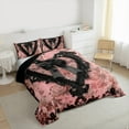thumbnail image 3 of Manfei Princess Black Bow Full Size Comforter Sets, Chic Lattice Ribbon Bedding Comforter Set, Vintage Pink Blossom Bedding Sets, Super Cozy Room Decor Reversible 3-Piece, 3 of 8