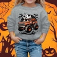 thumbnail image 2 of Little Girl Crewneck Pullover Sweatshirts Cute Halloween Print Long Sleeve Pullover Tops Size 5-6T ,Gray, 2 of 4