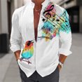 thumbnail image 1 of Camisa de manga larga con estampado floral para hombre, moderna, informal, con solapa y botones, para fiestas sociales, cómoda, de talla grande, 1 of 6