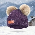 thumbnail image 3 of NEW 1-11 Years Old for Girls Boys Kids Winter Beanie Hat Warm Knit Thick Ski Cap with Fluff Ball Children's Double Hair Ball Hat Purple, 3 of 7