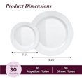 thumbnail image 3 of Aya’s 60 Pack Plastic Plates for Party - Heavy Duty Disposable Plate Set with 30 Dinner and 30 Salad Plates - Durable Round White Thanksgiving Plate for Weddings, Holidays, Events, and Gatherings, 3 of 7