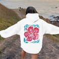 thumbnail image 2 of Arlun Womens Cute Pink Flower Hoodies Preppy Hawaiian Graphic Long Sleeve Drawstring Sweatshirts Y2k Loose Comfort Casual Fall Winter Pullover Tops with Pocket 1-White XL, 2 of 6
