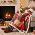 thumbnail image 5 of AMARHH Reversible Christmas Plush Throw Blanket, Soft Sherpa Fleece Holiday Print Fleece Blanket, Cozy Couch Bedroom Winter Holiday Decor, 5 of 6