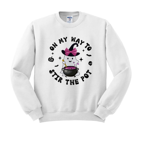 On My Way to Stir the Pot Sweatshirt Unisex Large White