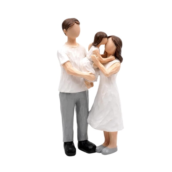 Rirozkan Family Figurines Set, Resin People Sculpture, Heartwarming Family of Four Statue, Home Decor Tabletop Ornament for Mother's Day Father's Day Housewarming Gift