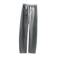 thumbnail image 4 of CLOISE Casual Wide Leg Pants for Women Casual Petite Cotton Wide Leg Pants With Pockets Drawstring Elastic Waist Comfy Mid Rise Palazzo Pants Pull On Capri Lounge Pants Loose Fit Trousers Gray, 4 of 4