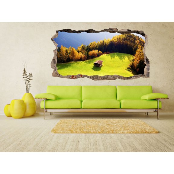 Startonight 3D Mural Wall Art Photo Decor Mountain Refuge Amazing Dual View Surprise Medium Wall Mural Wallpaper for Bedroom Nature Collection Wall Paper Art 47.24 By 86.61 inch