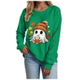 thumbnail image 7 of Enyan Women Halloween Shirt Funny Pumpkin Ghost Shirts Long Sleeve Holiday Fall Tee Tops Halloween Tshirts Women Green,L, 7 of 7
