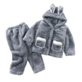 thumbnail image 2 of KYAIGUO Toddler Infant Fleece Pjs 2 PCS Set for Kids Thickened Plush Coat & Pants Hooded Outerwear for Boys Girls 1-12 Y, 2 of 7