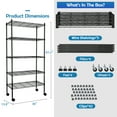 thumbnail image 2 of CL.HPAHKL Storage Shelves Adjustable 5 Tier NSF Metal Shelving Unit, Wire Rack Shelving 1250lbs Capacity Storage Racks and Shelving with Wheels for Closet Kitchen Pantry Garage Basement, Black, 2 of 5