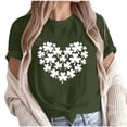 thumbnail image 1 of Camiseta de Manga Corta de Cuello Redondo Impresa de Primavera Superior de las Mujeres, Mezcla Ligera de Poliéster para Uso Diario Y de Fiesta Casual, 1 of 1