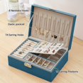 thumbnail image 2 of Joyero para mujer, joyero de cuero con cerradura de viaje, organizador de joyas de 2 capas, pequeño estuche de almacenamiento de joyas, organizador de joyas, 2 of 5