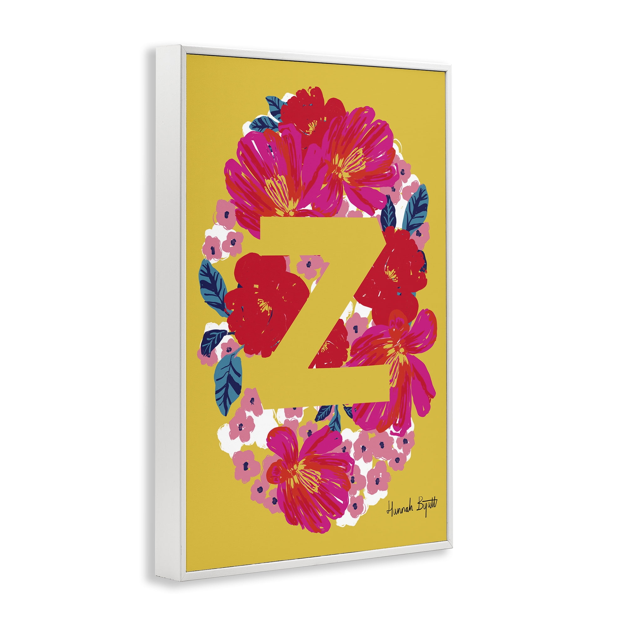 Stupell Industries Floral Bloom Letter Z Botanical & Floral Painting White Framed Art Print Wall Art, 12 x 18