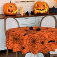 thumbnail image 3 of Halloween Tablecloth Spider Web Orange Round Tablecloth 60 inch Table Cloths Cover Mat Spill Proof Table Covers for Kitchen Party Dinner Tabletop Decoration, 3 of 6