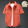 thumbnail image 4 of Kalauyu Men's Button Down Shirts Short Sleeve Cotton Shirts with Double Chest Pocket Lightweight Casual Outdoor Work Solid Color Cargo Tops, 4 of 6