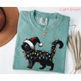 thumbnail image 2 of Funny Black Cat Christmas Lights Graphic Print T-Shirt | Holiday Cat Design, 2 of 6