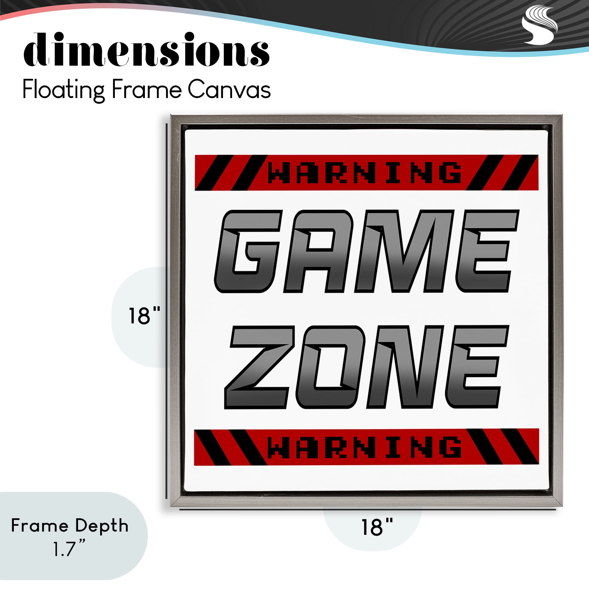 Stupell Industries Game Zone Warning Gray Framed Floater Canvas Wall Art, design by Marcus Prime
