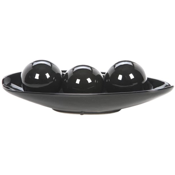 Hosley Black Decorative Bowl and Orb Set