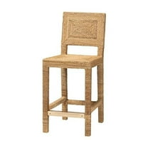 bali & pari Anfield Modern Bohemian Natural Seagrass and Mahogany Wood Counter Stool