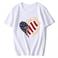 thumbnail image 2 of USA Flag Color Love Heart Graphic Top Cross Freedom Women's Summer Crewneck T-Shirts White 3X-Large, 2 of 5