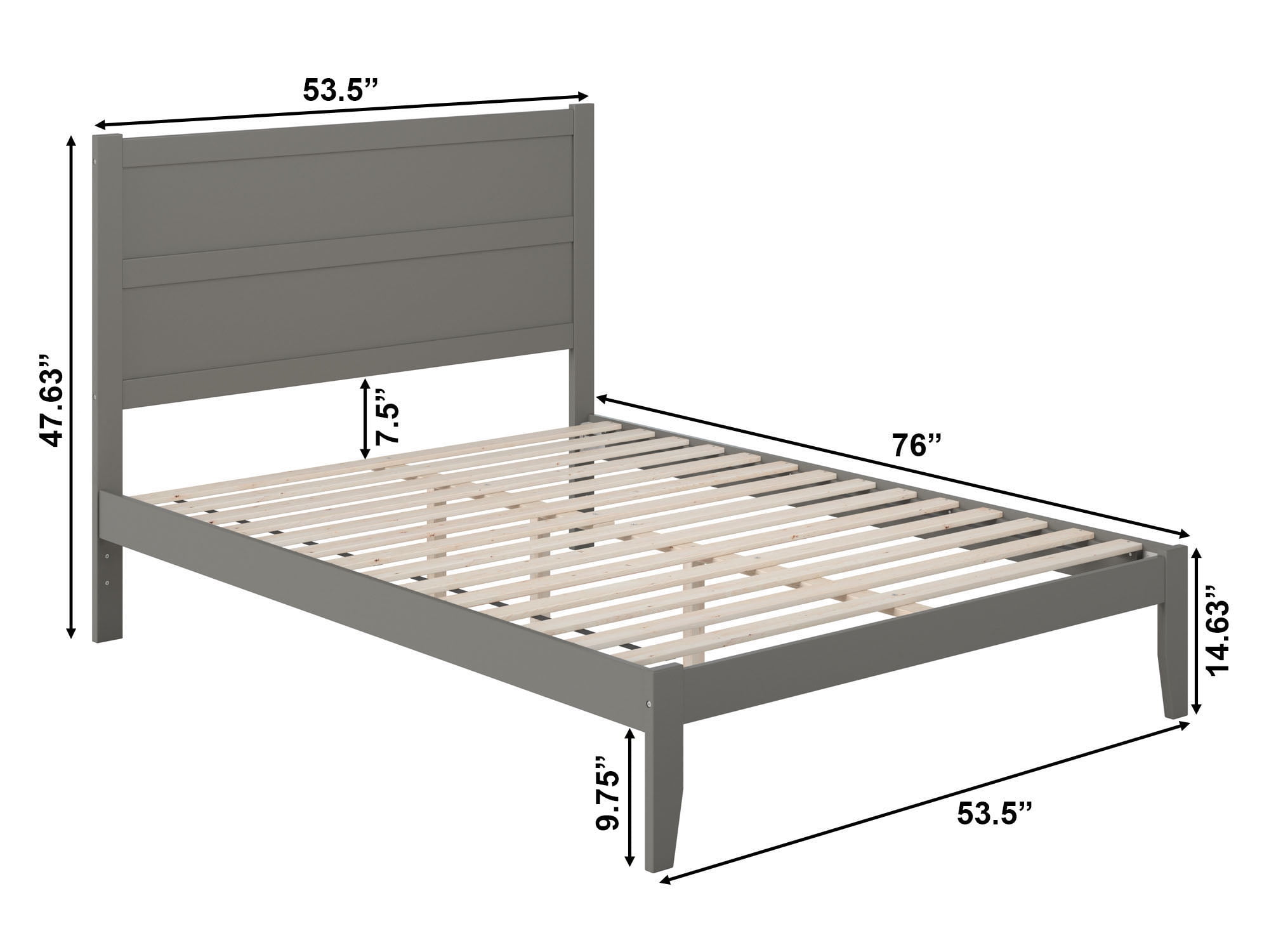 AFI NoHo 14" Queen Wood Platform Bed Frame with Modern Panel Headboard, Grey