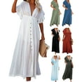 thumbnail image 5 of Swimsuit Cover Up Solid Color Sexy Deep V Neck Ruffle Bikini Dress for Holiday, 5 of 7