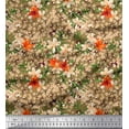 thumbnail image 1 of Soimoi Poly Georgette Tissu Feuilles & Fleurs Sauvages Imprimé Floral 1 Yard 52 Inch Wide, 1 of 3
