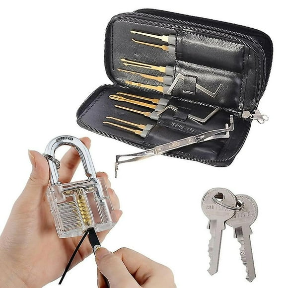 28pcs Single Hook Lockpick Set With Transparent Lock