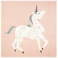 thumbnail image 2 of SAFAVIEH Carousel Kids Dalach Unicorn Area Rug, Pink/Ivory, 5'3" x 5'3" Square, 2 of 10