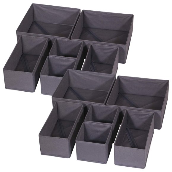 Diommell Paquete De 12 Cajas De Almacenamiento De Tela Plegables, Organizador De Cajones, Cestas De Tela, Contenedores, Divisores Para Ropa De Bebé, Ropa Interior, Sujetadores, Calcetines, Lencería, R