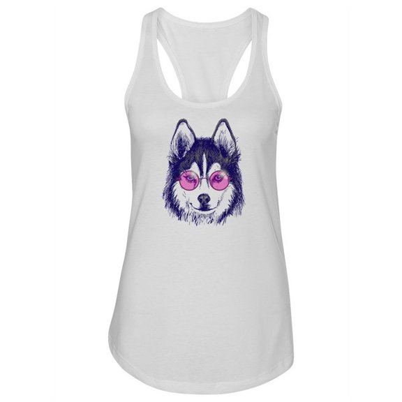 Husky Wearing Glasses Tank Women -Image by Shutterstock, Female XX-Large