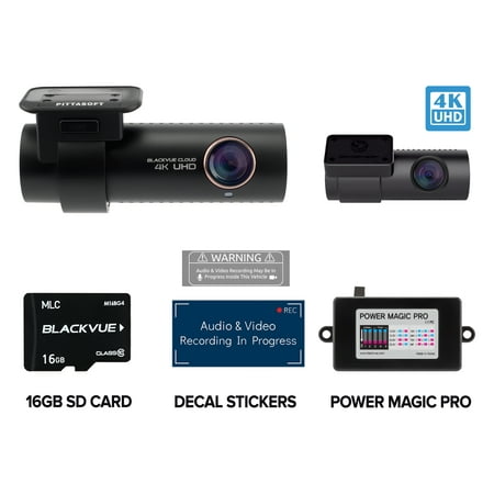 BlackVue DR900S-2CH with 16GB Micro SD Card | Power Magic Pro Hardwiring Kit Included | WiFi GPS 4K Recording CLOUD