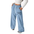 thumbnail image 2 of XXWXYD Girls Baggy Sweatpants Cute Bowknot Print Wide Leg Jogger Sweatpants Girls Joggers Pants Kids Elastic Waist Athletic Loung𝖾 Casual Trousers, 2 of 6