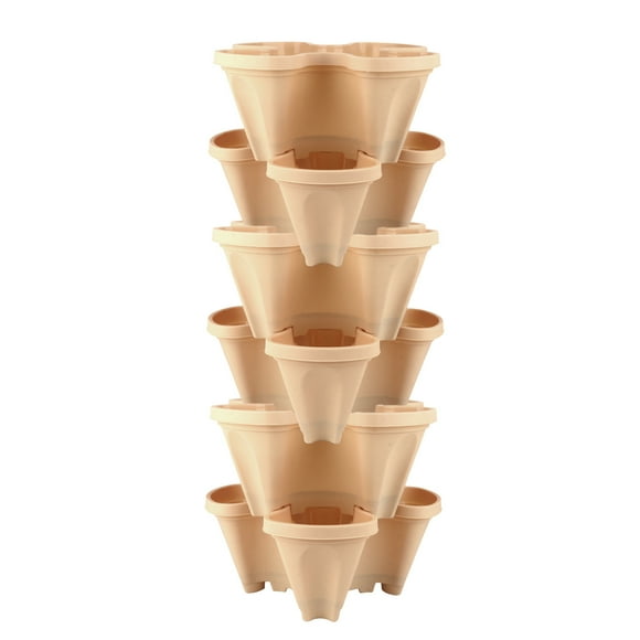 PP Three-dimensional Four-petal Flower Pot, Strawberry Pot, Multi-layer Superimposed Cultivation Pot, Vegetable And Fruit Planting Pot - Apricot Color It Is Recommended To Sell In