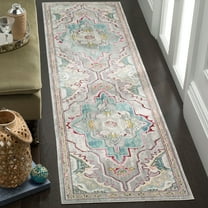 SAFAVIEH Mystique Whitaker Overdyed Polyester Runner Rug, Grey/Light Blue, 2'3" x 8'