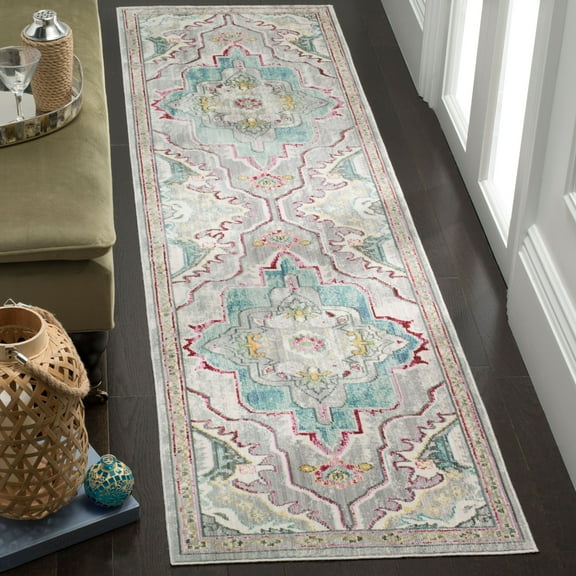 SAFAVIEH Mystique Whitaker Overdyed Polyester Runner Rug, Grey/Light Blue, 2'3" x 8'