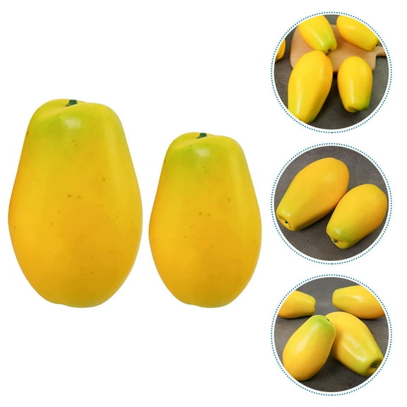 FUTUREORYY Papaya Faux Fruit Simulated Pawpaw Model Yellow Foams 2Pcs