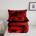 thumbnail image 4 of Red Rose Comforter Set Full Size, Ombre Red Black Floral Bedding Set for Girls Women Kids Teens Adult, Botanical Blossom Down Comforter, Valentine's Day Gift Duvet Insert with 2 Pillow Cases, 3Pcs, 4 of 6