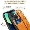 thumbnail image 3 of Feishell for iPhone 14 Plus Wallet Case with Card Credit Slot, Hand Wrist Strap Loop Holder Kickstand, Ring Holder PU Leather Camera Protection Shockproof Solid Color Cover, Khaki, 3 of 9